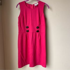 Ann Taylor LOFT button front pink midi dress